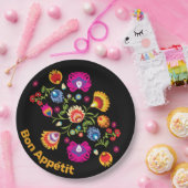 Assiettes En Carton folklore polonais avec fleurs roses (Fête)