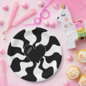 Assiettes En Carton Fonte cardiaque en noir et blanc (Fête)