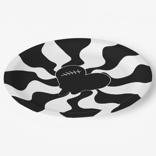 Assiettes En Carton Fonte cardiaque en noir et blanc (Angle)
