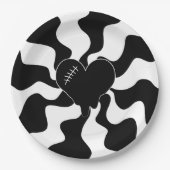 Assiettes En Carton Fonte cardiaque en noir et blanc (Devant)