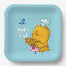 Foodie Chick Paper Plate