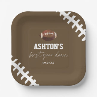 Assiettes En Carton Footbal Marron de première année Fête d'anniversai
