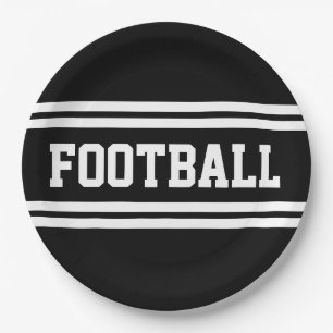 Assiettes En Carton FOOTBALL Bold Athlétique Noir Blanc Stripes de cou