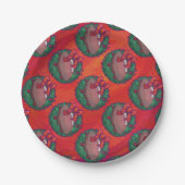 Assiettes En Carton Football de couronne de Noël en rouge (Devant)
