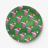 Assiettes En Carton Football de Santa Hat sur Vert (Devant)