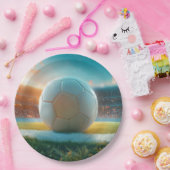 Assiettes En Carton Football en blanc (Fête)