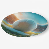 Assiettes En Carton Football en blanc (Angle)