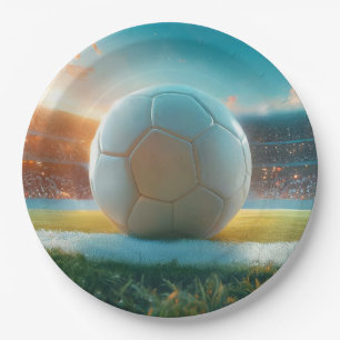 Assiettes En Carton Football en blanc