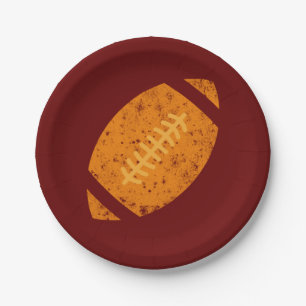 Assiettes En Carton Football en détresse fête d'anniversaire Maroon Go