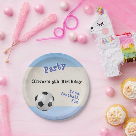 Assiettes En Carton Football Rétro Ball Sport Thème Personnalisé (Fête)