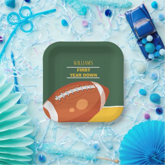 Assiettes En Carton Football Rétro Première année en bas Anniversaire (Fête)