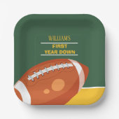 Assiettes En Carton Football Rétro Première année en bas Anniversaire (Recto)