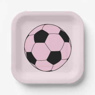 Assiettes En Carton Football rose
