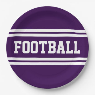 Assiettes En Carton FOOTBALL Sportif Violet Violet Blanc Stripes De Co