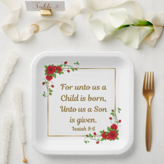Assiettes En Carton “For Unto Us a Child Is Born” Isaiah 9:6 Set of 8