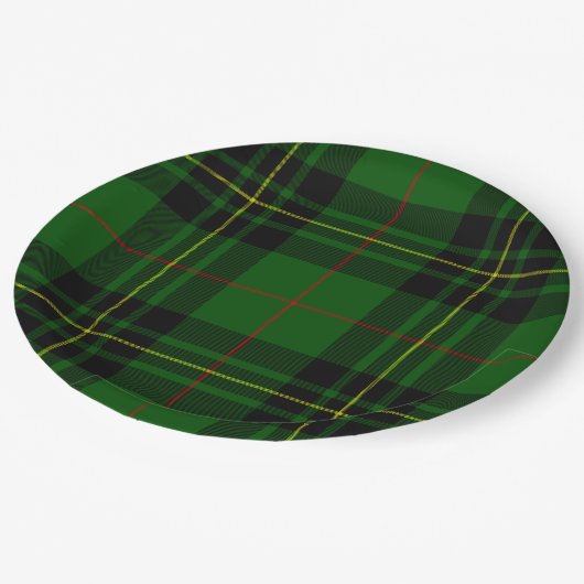 Assiettes En Carton Forbes tartan vert noir plaid (Angle)
