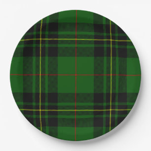 Assiettes En Carton Forbes tartan vert noir plaid