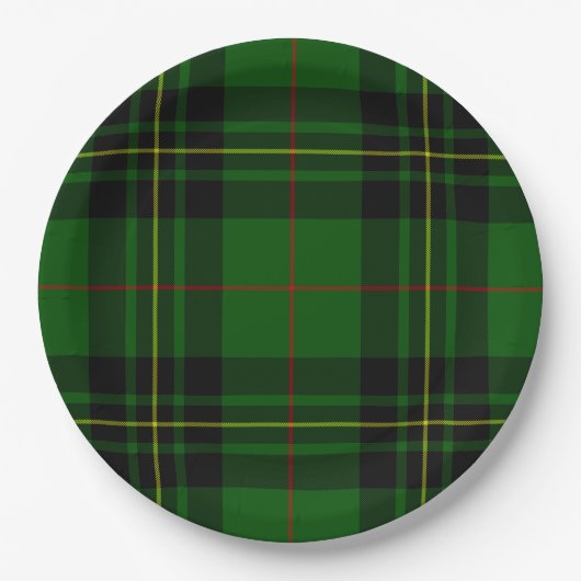 Assiettes En Carton Forbes tartan vert noir plaid (Devant)