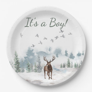 Assiettes En Carton Forest Woodland Country Deer Boy Baby shower 