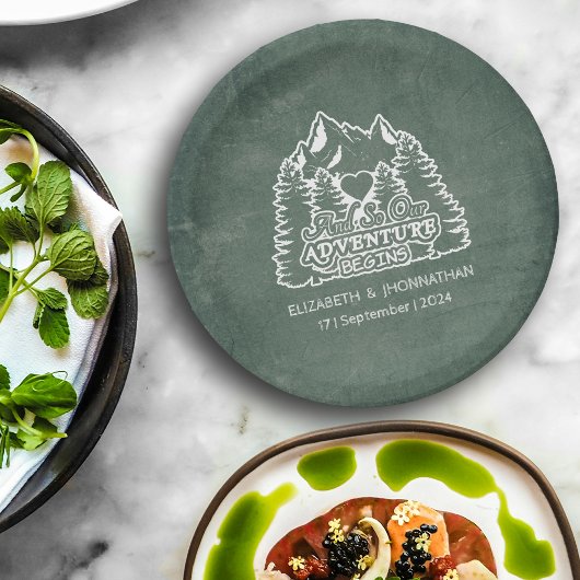 Assiettes En Carton Forêt Aventure Commence Citation Rustic Green Mari