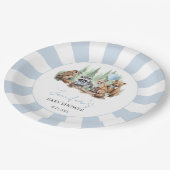 Assiettes En Carton Forêt Bois animaux bleu garçon baby shower (Angle)