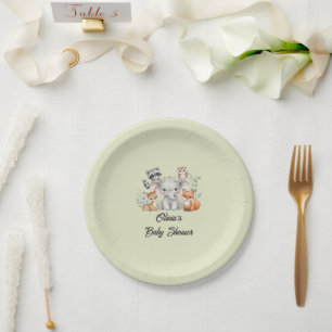 Assiettes En Carton Forêt boisée Animaux Fête de la verdure rustique