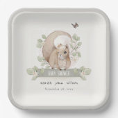 Assiettes En Carton Forêt boisée mignonne Baby shower d'écureuil flora (Recto)
