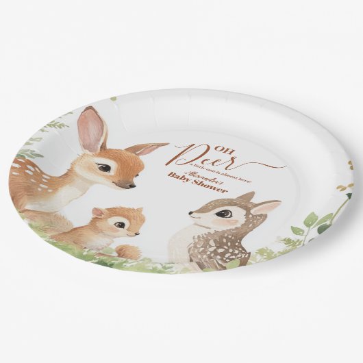 Assiettes En Carton Forêt boisée Oh Deer (Angle)