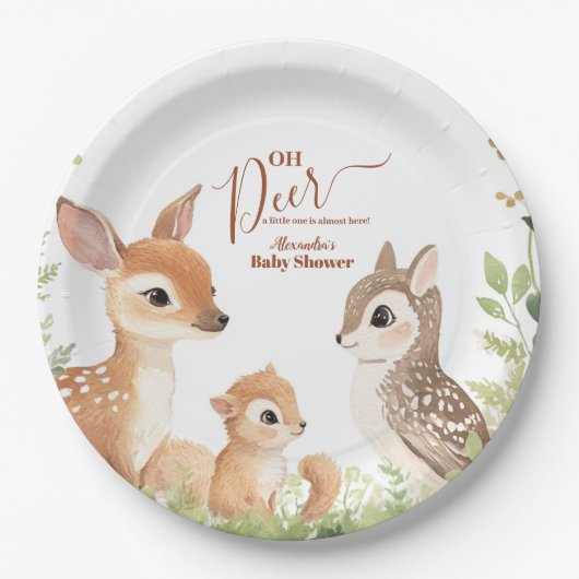 Assiettes En Carton Forêt boisée Oh Deer (Devant)