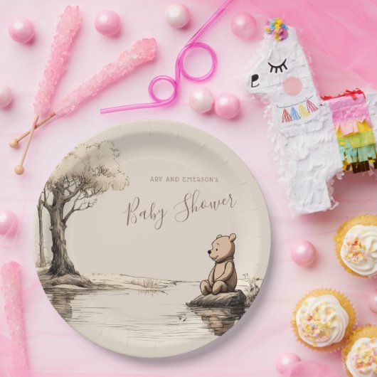 Assiettes En Carton Forêt classique d'ours pour bébés | BABY SHOWER (Fête)