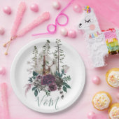 Assiettes En Carton Forêt d'aquarelle boisée avec cerf (Fête)