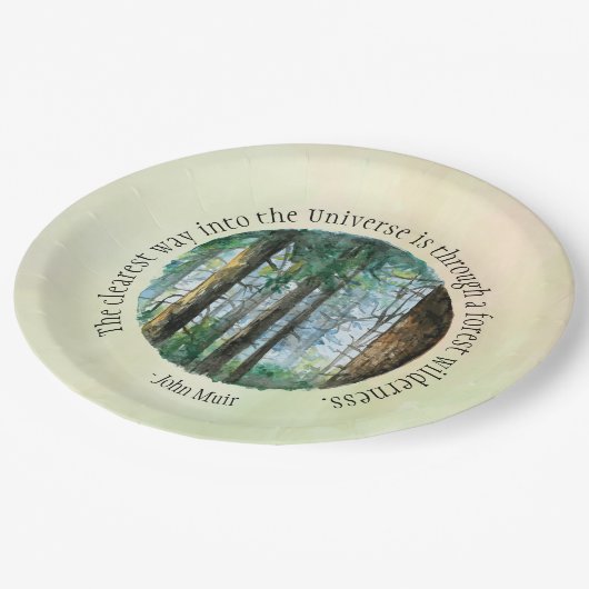 Assiettes En Carton Forêt d'aquarelle Muir Quote (Angle)