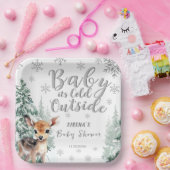 Assiettes En Carton Forêt d'argent Il fait froid à l'extérieur du Baby (Fête)