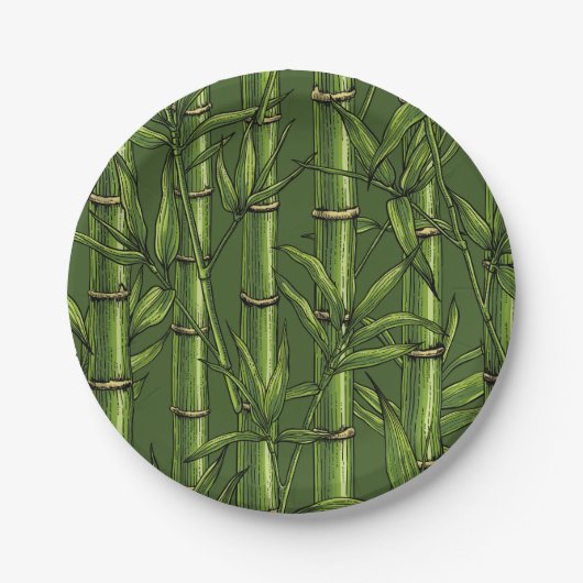 Assiettes En Carton Forêt de bambou en vert (Devant)