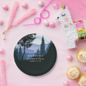 Assiettes En Carton Forêt de bois bleu, Mariage rustique (Fête)