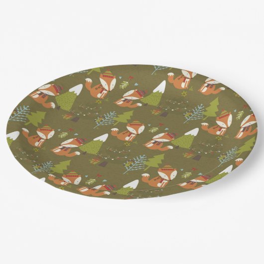 Assiettes En Carton Forêt de bois mite (Angle)