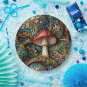 Assiettes En Carton Forêt de champignons bohème rétro (Fête)