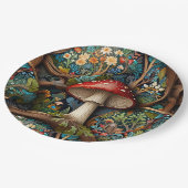 Assiettes En Carton Forêt de champignons bohème rétro (Angle)