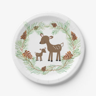 Assiettes En Carton Forêt de chenilles de bois de cerf de pin