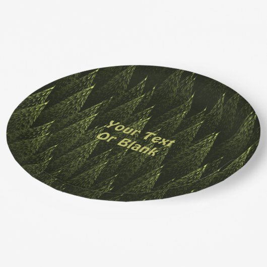 Assiettes En Carton Forêt de conifères fractale (Angle)