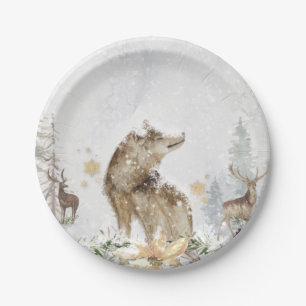 Assiettes En Carton Forêt de loups et de cerfs