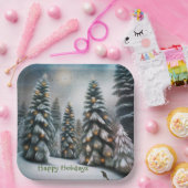 Assiettes En Carton Forêt de neige magique (Fête)