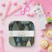 Assiettes En Carton Forêt de vacances d'or moderne Noël personnalisé (Fête)