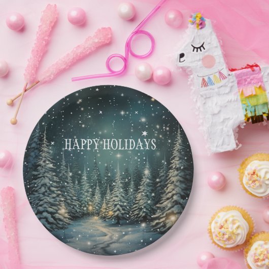 Assiettes En Carton Forêt d'hiver (Fête)