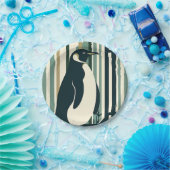 Assiettes En Carton Forêt d'illustration de pingouin à crème verte d'o (Fête)