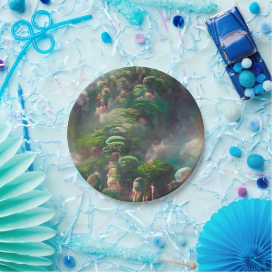 Assiettes En Carton Forêt d'Imaginaires verts (Fête)