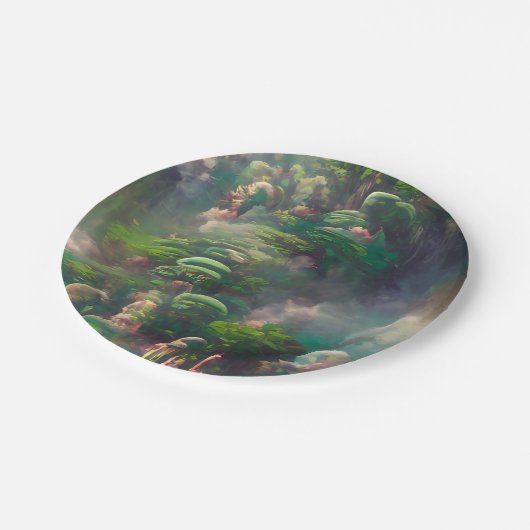 Assiettes En Carton Forêt d'Imaginaires verts (Angle)