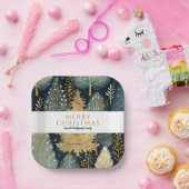 Assiettes En Carton Forêt d'or moderne Noël personnalisé (Fête)
