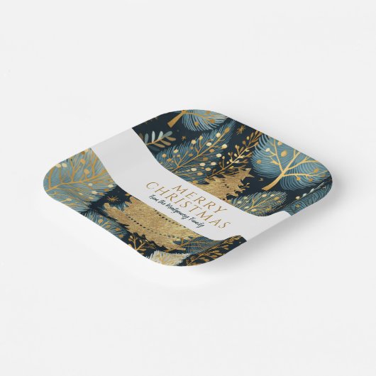 Assiettes En Carton Forêt d'or moderne Noël personnalisé (Angulaire)