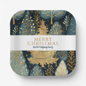 Assiettes En Carton Forêt d'or moderne Noël personnalisé (Recto)
